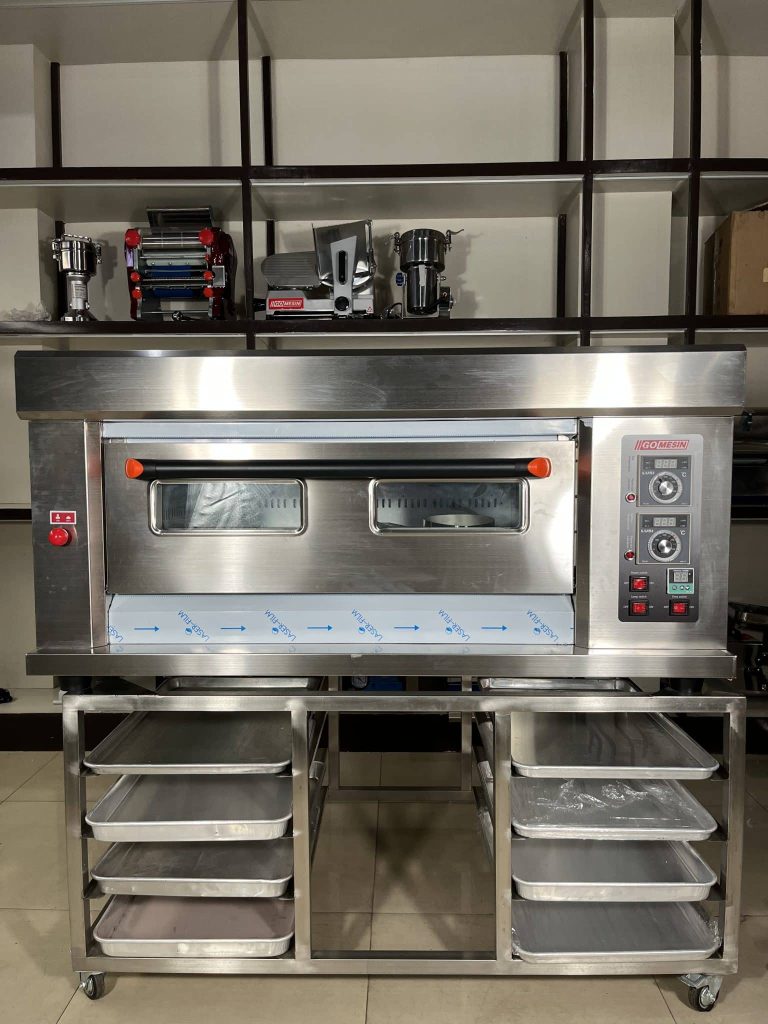 Oven deck gas dua tungku stainless steel untuk bakery dan UMKM